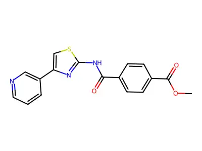 Methyl 4-((4-(pyridin-3-yl)thiazol-2-yl)carbamoyl)benzoate structure