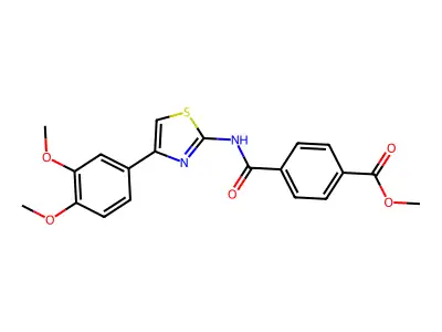 Methyl 4-{[4-(3,4-dimethoxyphenyl)-1,3-thiazol-2-yl]carbamoyl}benzoate structure