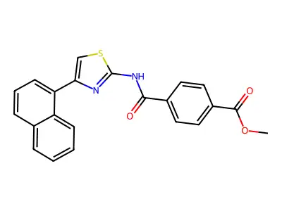 Methyl 4-((4-(naphthalen-1-yl)thiazol-2-yl)carbamoyl)benzoate structure