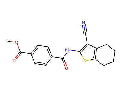 Methyl 4-[(3-cyano-4,5,6,7-tetrahydro-1-benzothiophen-2-yl)carbamoyl]benzoate structure