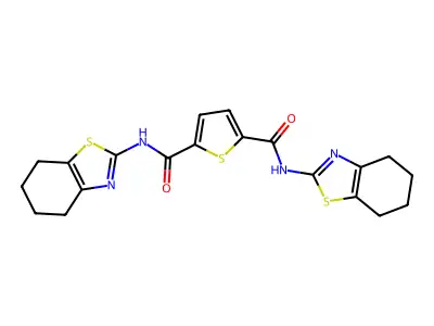 N2,N5-bis(4,5,6,7-tetrahydrobenzo[d]thiazol-2-yl)thiophene-2,5-dicarboxamide structure