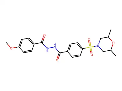 4-((2,6-dimethylmorpholino)sulfonyl)-N'-(4-methoxybenzoyl)benzohydrazide structure