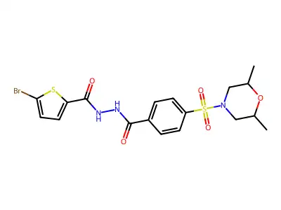 5-bromo-N'-[4-(2,6-dimethylmorpholin-4-yl)sulfonylbenzoyl]thiophene-2-carbohydrazide structure