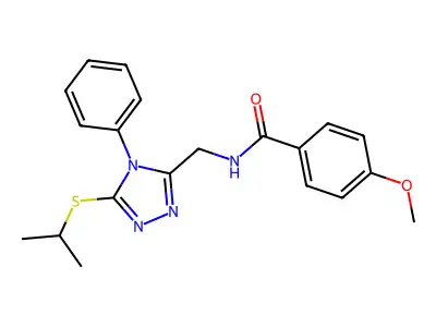 N-((5-(isopropylthio)-4-phenyl-4H-1,2,4-triazol-3-yl)methyl)-4-methoxybenzamide structure