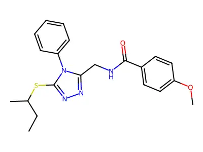 N-((5-(sec-butylthio)-4-phenyl-4H-1,2,4-triazol-3-yl)methyl)-4-methoxybenzamide structure