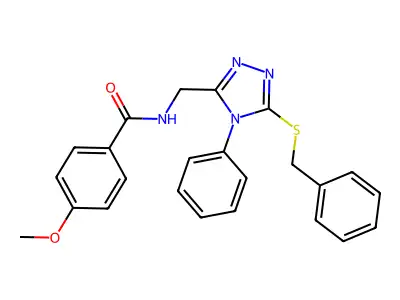 N-[(5-benzylsulfanyl-4-phenyl-1,2,4-triazol-3-yl)methyl]-4-methoxybenzamide structure