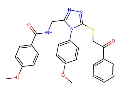 4-methoxy-N-[[4-(4-methoxyphenyl)-5-phenacylsulfanyl-1,2,4-triazol-3-yl]methyl]benzamide structure