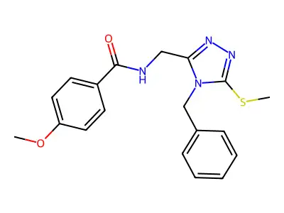 N-[(4-benzyl-5-methylsulfanyl-1,2,4-triazol-3-yl)methyl]-4-methoxybenzamide structure