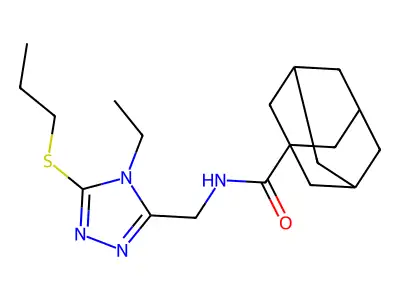 N-[(4-ethyl-5-propylsulfanyl-1,2,4-triazol-3-yl)methyl]adamantane-1-carboxamide structure