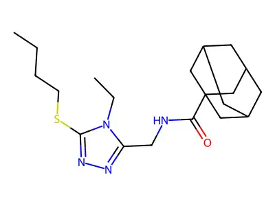 N-[(5-butylsulfanyl-4-ethyl-1,2,4-triazol-3-yl)methyl]adamantane-1-carboxamide structure