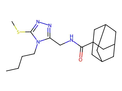 N-[(4-butyl-5-methylsulfanyl-1,2,4-triazol-3-yl)methyl]adamantane-1-carboxamide structure