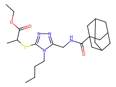 Ethyl 2-[[5-[(adamantane-1-carbonylamino)methyl]-4-butyl-1,2,4-triazol-3-yl]sulfanyl]propanoate structure
