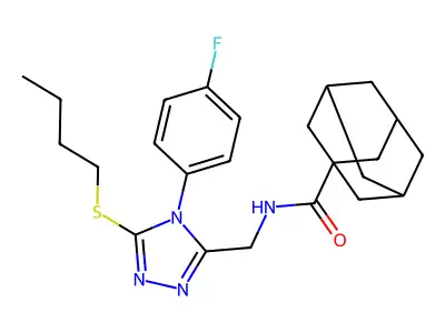 N-[[5-butylsulfanyl-4-(4-fluorophenyl)-1,2,4-triazol-3-yl]methyl]adamantane-1-carboxamide structure