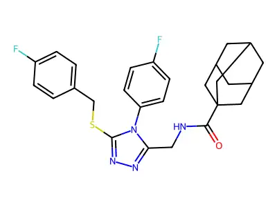 (1S,3s)-N-((5-((4-fluorobenzyl)thio)-4-(4-fluorophenyl)-4H-1,2,4-triazol-3-yl)methyl)adamantane-1-carboxamide structure