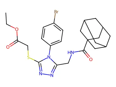 ethyl 2-[(5-{[(adamantan-1-yl)formamido]methyl}-4-(4-bromophenyl)-4H-1,2,4-triazol-3-yl)sulfanyl]acetate structure