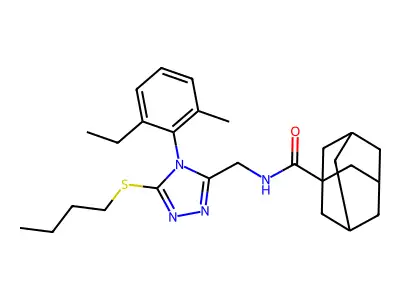 (1s,3s)-N-((5-(butylthio)-4-(2-ethyl-6-methylphenyl)-4H-1,2,4-triazol-3-yl)methyl)adamantane-1-carboxamide structure