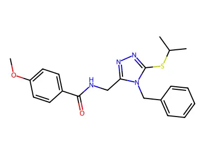N-((4-benzyl-5-(isopropylthio)-4H-1,2,4-triazol-3-yl)methyl)-4-methoxybenzamide structure