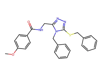 N-[(4-benzyl-5-benzylsulfanyl-1,2,4-triazol-3-yl)methyl]-4-methoxybenzamide structure
