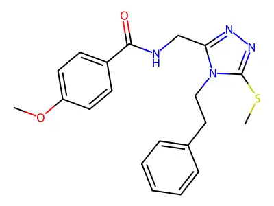 4-methoxy-N-((5-(methylthio)-4-phenethyl-4H-1,2,4-triazol-3-yl)methyl)benzamide structure