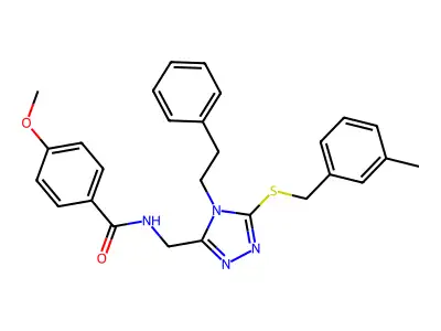 4-methoxy-N-((5-((3-methylbenzyl)thio)-4-phenethyl-4H-1,2,4-triazol-3-yl)methyl)benzamide structure
