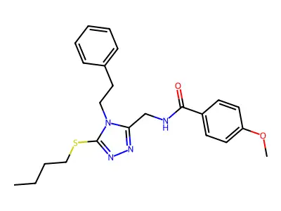 N-((5-(butylthio)-4-phenethyl-4H-1,2,4-triazol-3-yl)methyl)-4-methoxybenzamide structure