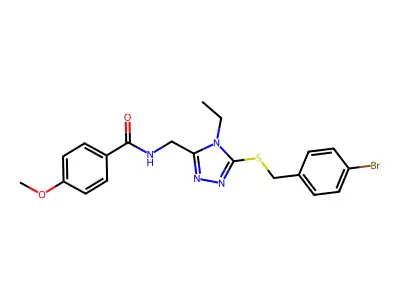 N-[[5-[(4-bromophenyl)methylsulfanyl]-4-ethyl-1,2,4-triazol-3-yl]methyl]-4-methoxybenzamide structure