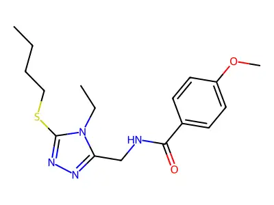 N-[(5-butylsulfanyl-4-ethyl-1,2,4-triazol-3-yl)methyl]-4-methoxybenzamide structure