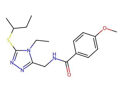 N-[(5-butan-2-ylsulfanyl-4-ethyl-1,2,4-triazol-3-yl)methyl]-4-methoxybenzamide structure