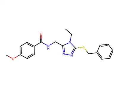 N-((5-(benzylthio)-4-ethyl-4H-1,2,4-triazol-3-yl)methyl)-4-methoxybenzamide structure