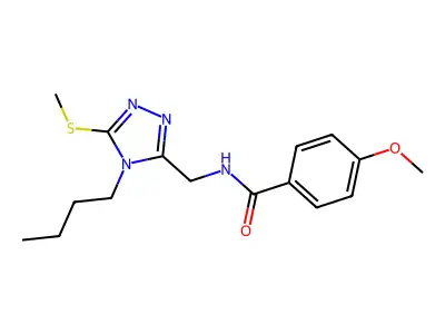 N-((4-butyl-5-(methylthio)-4H-1,2,4-triazol-3-yl)methyl)-4-methoxybenzamide structure