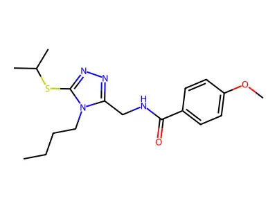 N-((4-butyl-5-(isopropylthio)-4H-1,2,4-triazol-3-yl)methyl)-4-methoxybenzamide structure