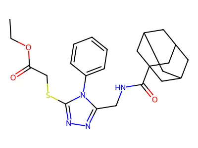 Ethyl 2-[[5-[(adamantane-1-carbonylamino)methyl]-4-phenyl-1,2,4-triazol-3-yl]sulfanyl]acetate structure
