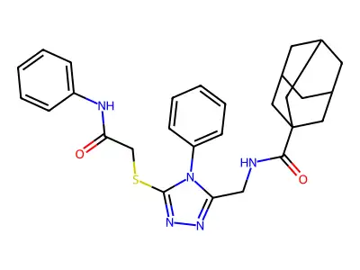 (1S,3s)-N-((5-((2-oxo-2-(phenylamino)ethyl)thio)-4-phenyl-4H-1,2,4-triazol-3-yl)methyl)adamantane-1-carboxamide structure