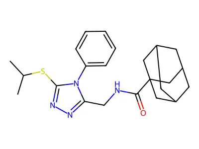 (1S,3s)-N-((5-(isopropylthio)-4-phenyl-4H-1,2,4-triazol-3-yl)methyl)adamantane-1-carboxamide structure