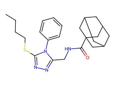 N-[(5-butylsulfanyl-4-phenyl-1,2,4-triazol-3-yl)methyl]adamantane-1-carboxamide structure
