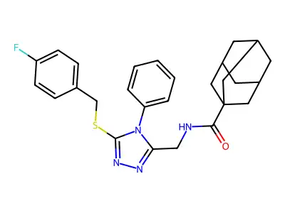 (1S,3s)-N-((5-((4-fluorobenzyl)thio)-4-phenyl-4H-1,2,4-triazol-3-yl)methyl)adamantane-1-carboxamide structure
