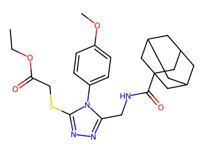 ethyl 2-((5-(((1s,3s)-adamantane-1-carboxamido)methyl)-4-(4-methoxyphenyl)-4H-1,2,4-triazol-3-yl)thio)acetate structure