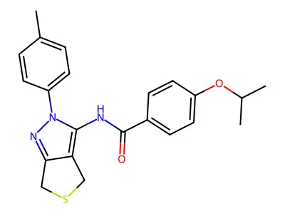 4-isopropoxy-N-(2-(p-tolyl)-4,6-dihydro-2H-thieno[3,4-c]pyrazol-3-yl)benzamide structure