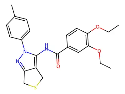3,4-diethoxy-N-(2-(p-tolyl)-4,6-dihydro-2H-thieno[3,4-c]pyrazol-3-yl)benzamide structure