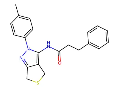N-[2-(4-methylphenyl)-4,6-dihydrothieno[3,4-c]pyrazol-3-yl]-3-phenylpropanamide structure