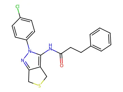 N-[2-(4-chlorophenyl)-4,6-dihydrothieno[3,4-c]pyrazol-3-yl]-3-phenylpropanamide structure