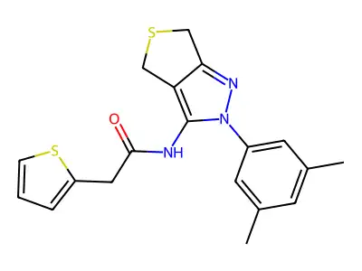 N-(2-(3,5-dimethylphenyl)-4,6-dihydro-2H-thieno[3,4-c]pyrazol-3-yl)-2-(thiophen-2-yl)acetamide structure