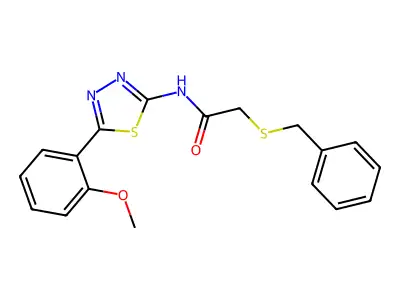 2-benzylsulfanyl-N-[5-(2-methoxyphenyl)-1,3,4-thiadiazol-2-yl]acetamide structure