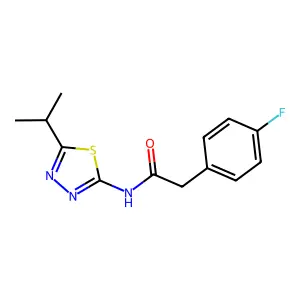2-(4-fluorophenyl)-N-(5-propan-2-yl-1,3,4-thiadiazol-2-yl)acetamide structure