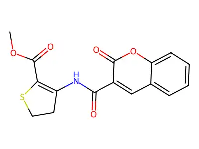 Methyl 4-[(2-oxochromene-3-carbonyl)amino]-2,3-dihydrothiophene-5-carboxylate structure