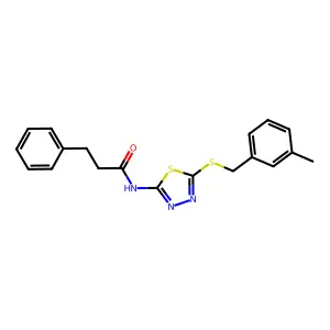N-(5-((3-methylbenzyl)thio)-1,3,4-thiadiazol-2-yl)-3-phenylpropanamide structure