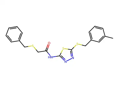 2-(benzylthio)-N-(5-((3-methylbenzyl)thio)-1,3,4-thiadiazol-2-yl)acetamide structure