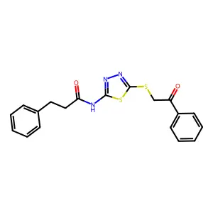 N-{5-[(2-oxo-2-phenylethyl)sulfanyl]-1,3,4-thiadiazol-2-yl}-3-phenylpropanamide structure