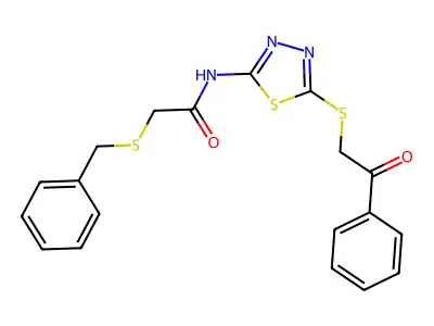 2-(benzylthio)-N-(5-((2-oxo-2-phenylethyl)thio)-1,3,4-thiadiazol-2-yl)acetamide structure