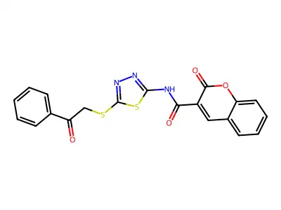 2-oxo-N-(5-phenacylsulfanyl-1,3,4-thiadiazol-2-yl)chromene-3-carboxamide structure